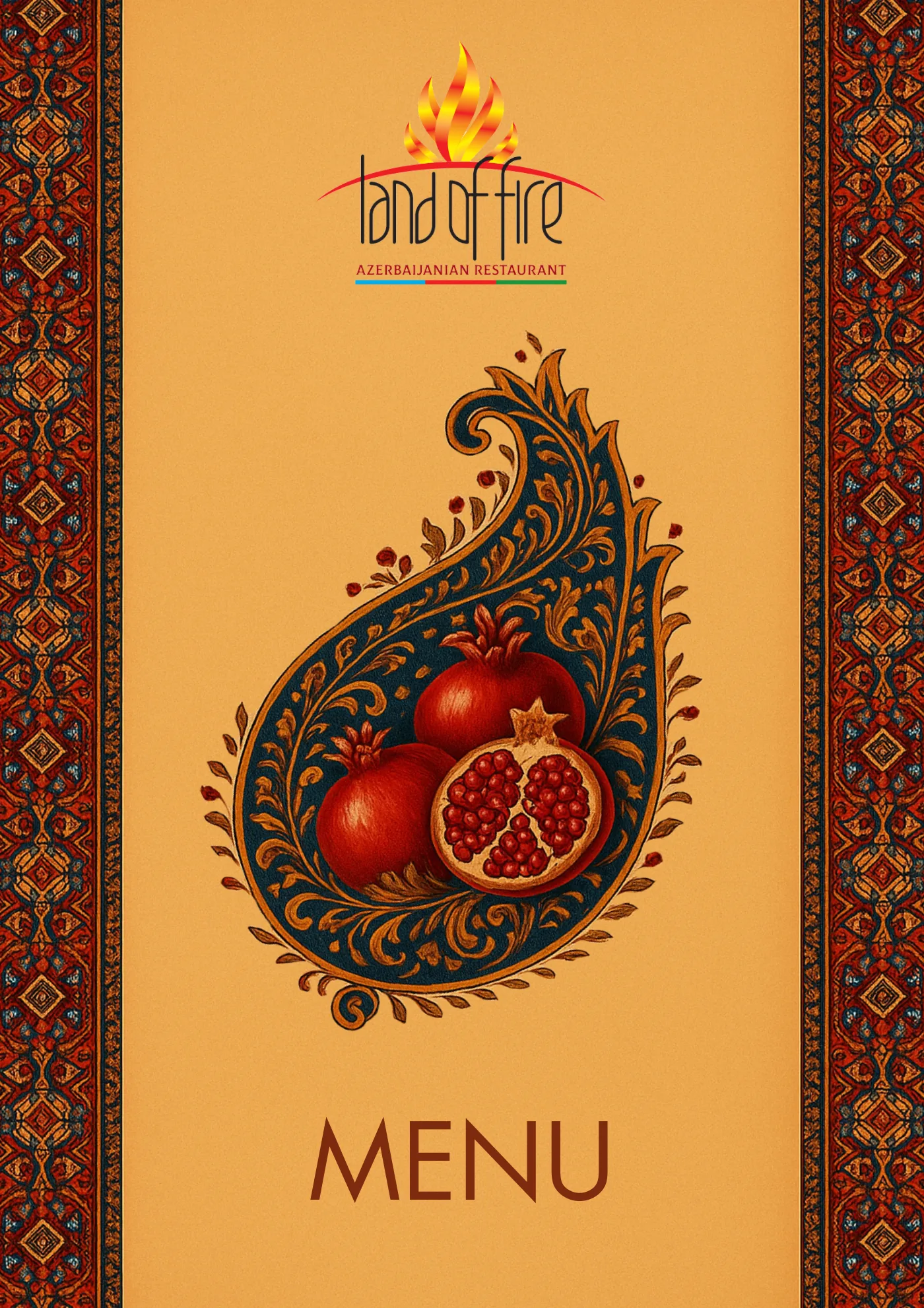 The Land of Fire menu cover